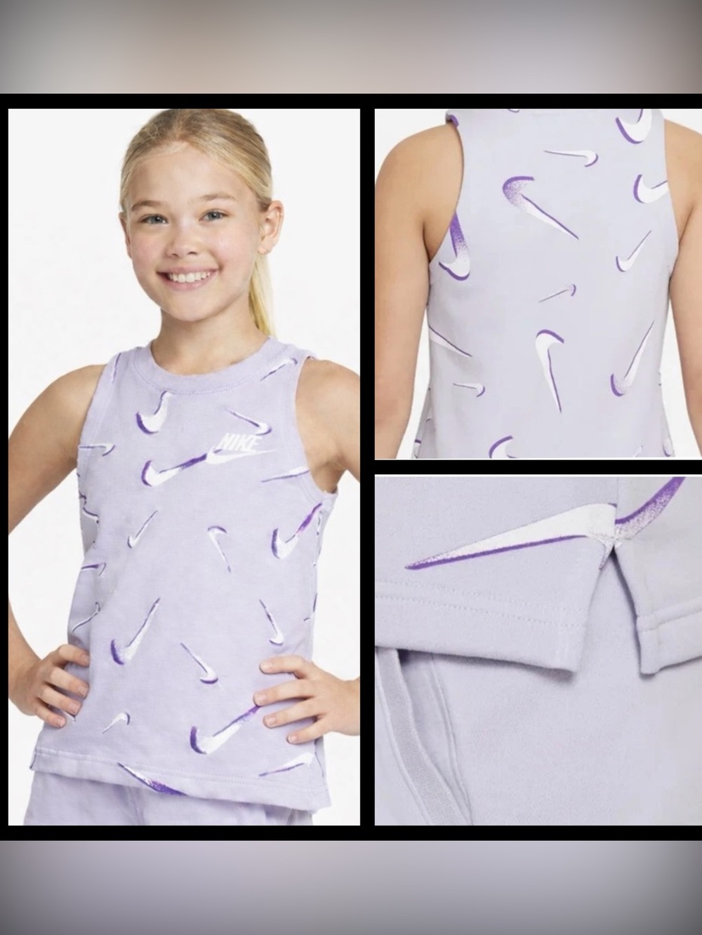 NIKE Tank Top Purple Graphic Print Girls Large New With Tags